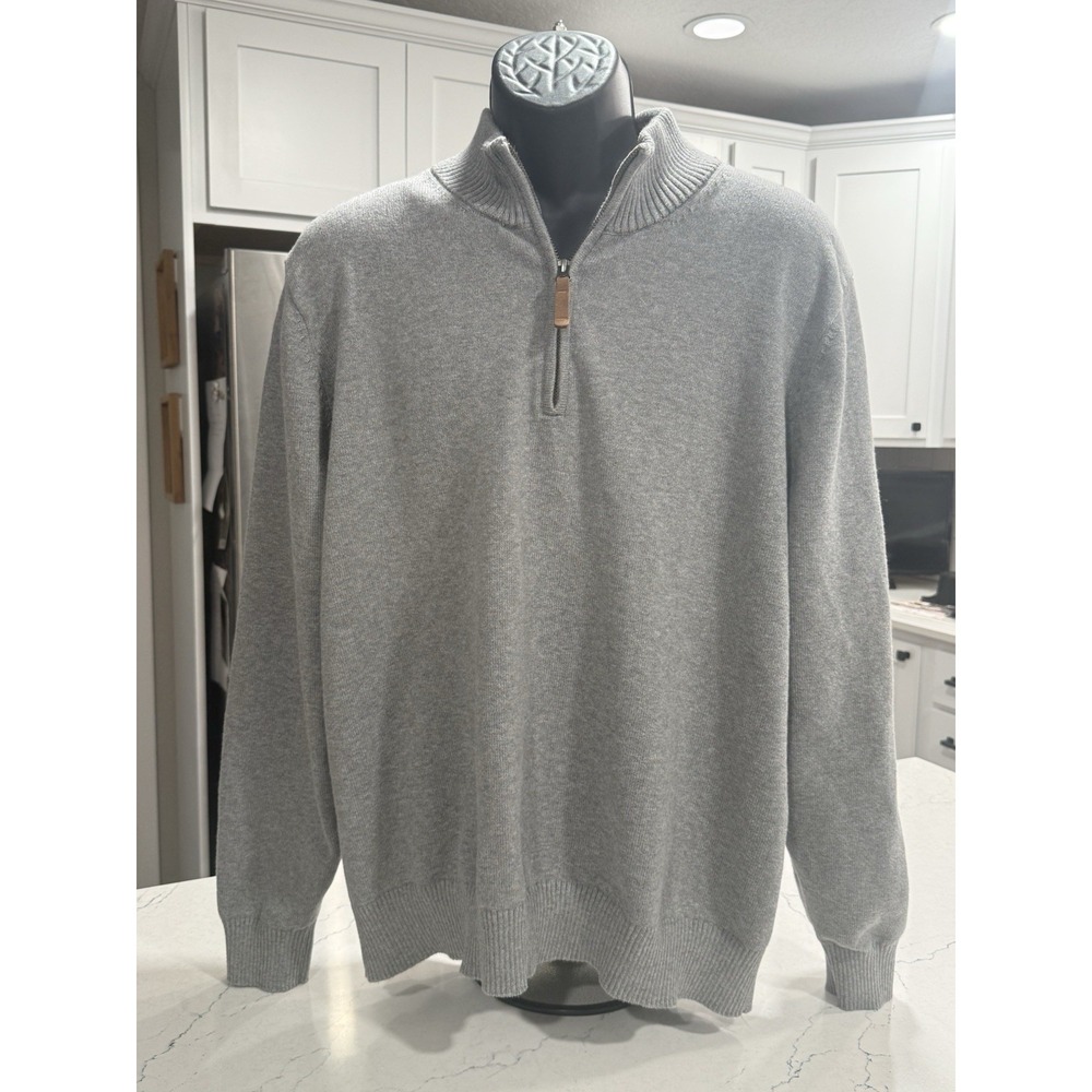 Duluth Men's Gray  Cotton Nylon 1/4 Zip Pullover Sweater XL